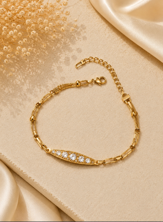 Elegant Gold Crystal Bracelet - Stainless Steel 316L