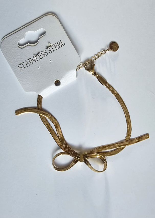 Elegant Gold Bow Bracelet - Stainless Steel 316L