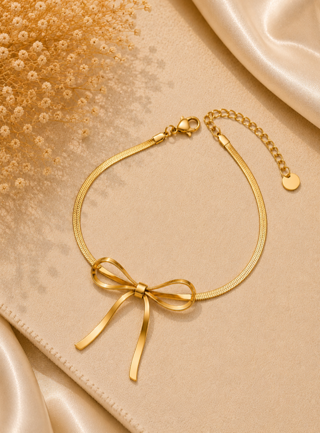 Elegant Gold Bow Bracelet - Stainless Steel 316L